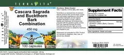 Label for Cascara Sagrada and Buckthorn Bark Combination 450 mg
