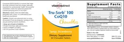 Label for Tru-Sorb 100 CoQ10 Chewables Tangy Strawberry