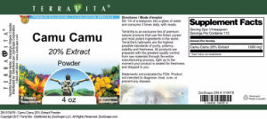 Label for Camu Camu 20% Extract Powder