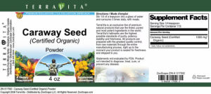 Label for Caraway Seed (Certified Organic) Powder