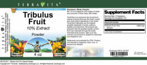 Label for Tribulus Fruit 10% Extract Powder