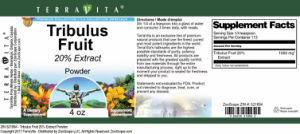 Label for Tribulus Fruit 20% Extract Powder