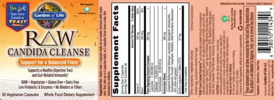 Label for Raw Candida Cleanse