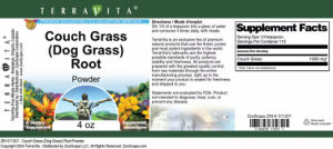 Label for Couch Grass (Dog Grass) Root Powder