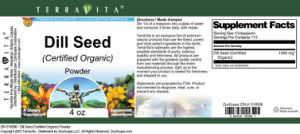 Label for Dill Seed (Certified Organic) Powder