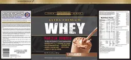 Label for Ultra Premium Whey Protein Powder Chocolate