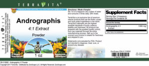 Label for Andrographis 4:1 Extract Powder