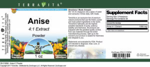 Label for Anise 4:1 Extract Powder
