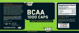 Label for BCAA 1000 Caps 1,000 mg