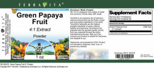 Label for Green Papaya Fruit 4:1 Extract Powder