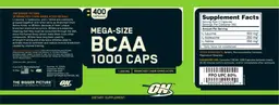 Label for Mega-Size BCAA 1000 Caps