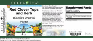 Label for Red Clover Tops and Herb (Certified Organic) Powder