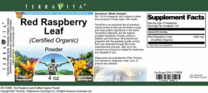Label for Red Raspberry Leaf (Certified Organic) Powder