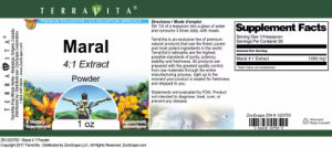Label for Maral 4:1 Extract Powder