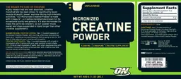 Label for Micronized Creatine Powder Unflavored