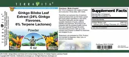 Label for Ginkgo Biloba Leaf Extract (24% Ginkgo Flavones, 6% Terpene Lactones) Powder