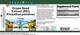 Label for Grape Seed Extract (95% Proanthocyanidins) Powder