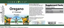 Label for Oregano 4:1 Extract Powder