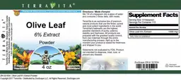 Label for Olive Leaf 6% Extract Powder
