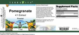 Label for Pomegranate 4:1 Extract Powder