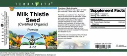 Label for Milk Thistle Seed (Certified Organic) Powder