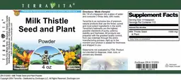 Label for Milk Thistle Seed and Plant Powder