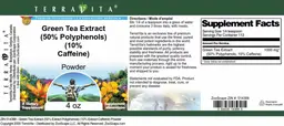 Label for Green Tea Extract (50% Polyphenols) (10% Caffeine) Powder