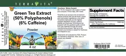 Label for Green Tea Extract (50% Polyphenols) (6% Caffeine) Powder