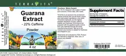 Label for Guarana Extract - 22% Caffeine Powder
