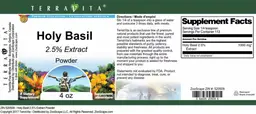 Label for Holy Basil 2.5% Extract Powder