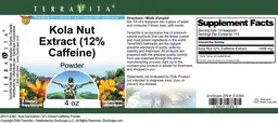 Label for Kola Nut Extract (12% Caffeine) Powder