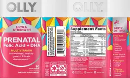 Label for Ultra Strength Prenatal Folic Acid + DHA