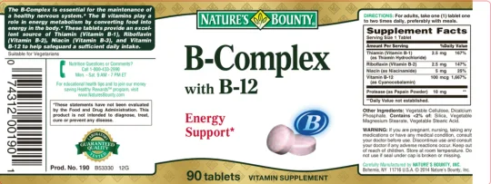 Label for B-Complex With B-12