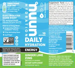Label for Energy Ginger Lime Zing