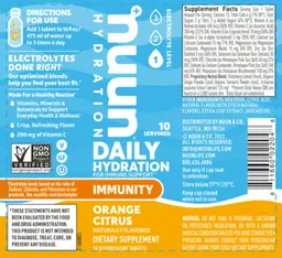Label for Immunity Orange Citrus