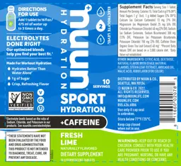 Label for Sport +Caffeine Fresh Lime