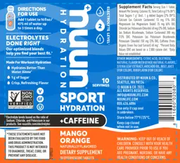 Label for Sport +Caffeine Mango Orange