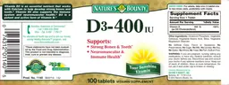 Label for D3-400 IU