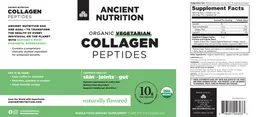 Label for Organic Vegetarian Collagen Peptides 10 g Naturally Flavored