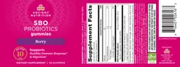 Label for SBO Probiotics Gummies Berry