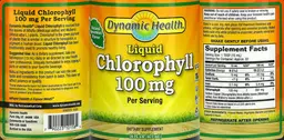 Label for Liquid Chlorophyll 100 mg Natural Spearmint Flavor