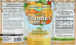 Label for Liquid Vitamin C 1000 mg Natural Citrus Flavors