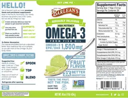 Label for High Potency Omega-3 Key Lime Pie