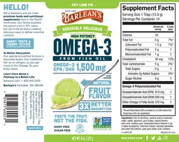 Label for High Potency Omega-3 Key Lime Pie