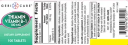 Label for Thiamin Vitamin B-1 100 mg