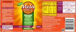 Label for Metamucil Premium Blend Orange Sugar-Free with Stevia