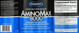Label for AminoMax 8000