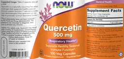 Label for Quercetin 500 mg