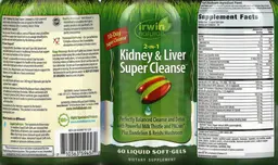 Label for 2-in-1 Kidney & Liver Super Cleanse