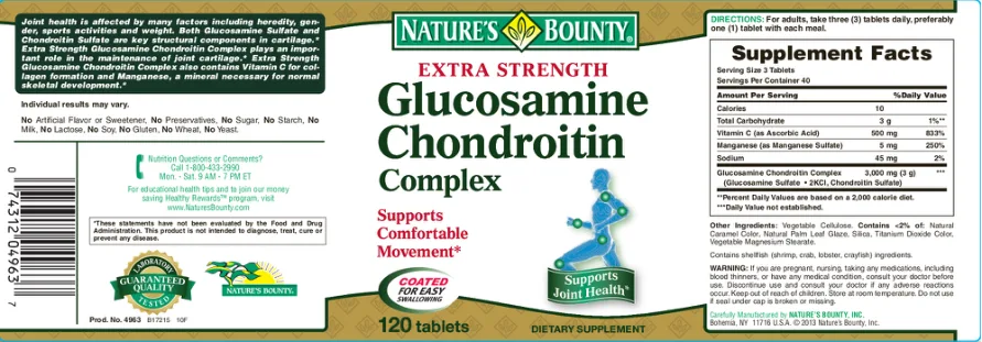 Label for Extra Strength Glucosamine Chondroitin Complex